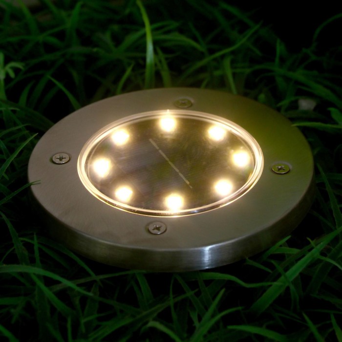 фото Светильник грунтовый герметичный светодиодный на солнечной батарее 3 вт, 8 led, ip66, 3000 k luazon lighting