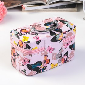 

Шкатулка кожзам для косметики "Рой бабочек" 10,5х10,5х19 см