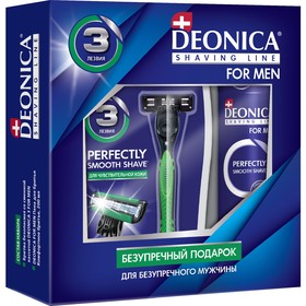 

Подарочный набор Deonica For Men: пена для бритья, 200 мл + бритвенный станок, 3 лезвия