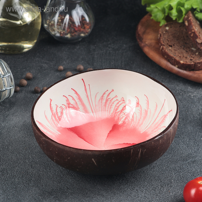 Чаша «Меконг», 13×6 см (±3), из скорлупы кокосового ореха, цвет красный