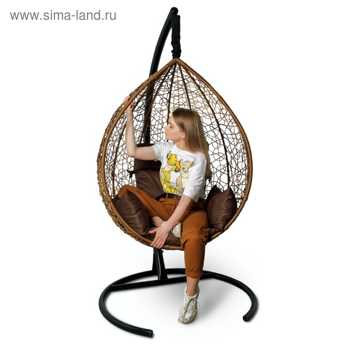 Подвесное кресло SEVILLA горячий шоколад, коричневая подушка, стойка подвесное кресло sevilla черное коричневая подушка стойка
