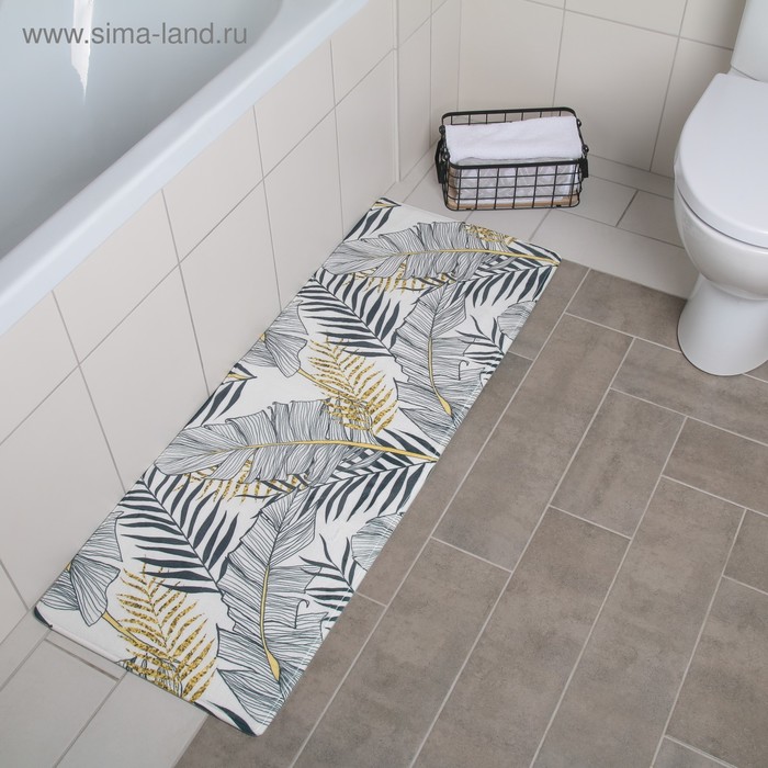 Коврик для ванной Доляна «Листья», 45×120 см