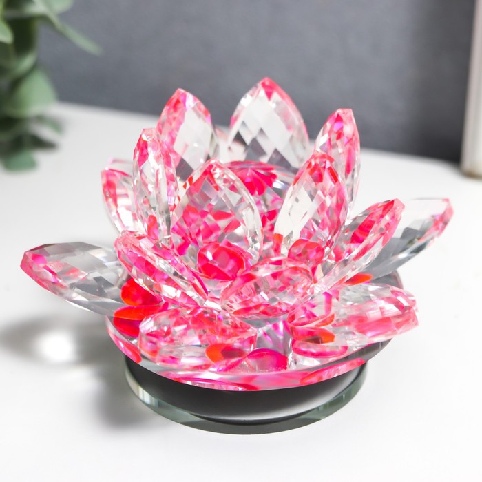 

Сувенир стекло "Розовый лотос на подставке" вращается 5,5х9х9 см