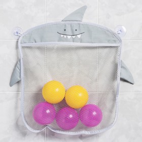 Сетка для хранения игрушек в ванной на присосках «Акула», цвет серый Ош