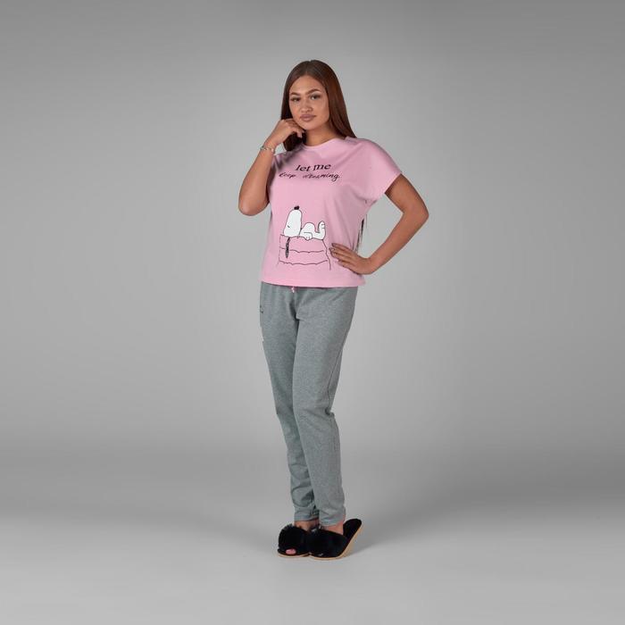Пижама женская (футболка, брюки) цвет розовый МИКС, размер 54