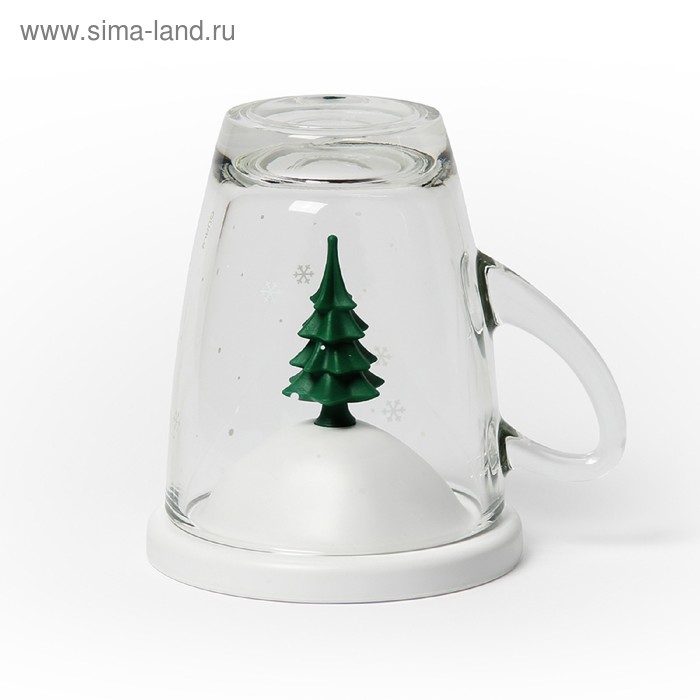 фото Чашка с крышкой winter, 250 мл, белая с зелёным qualy
