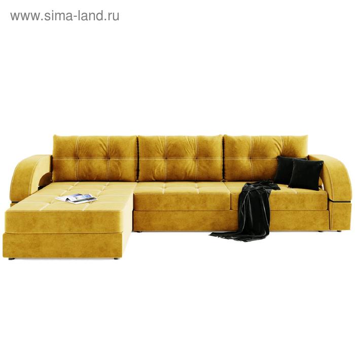 Угловой диван «Элита 3», угол левый, пантограф, велюр, цвет селфи 08, подушки селфи 07