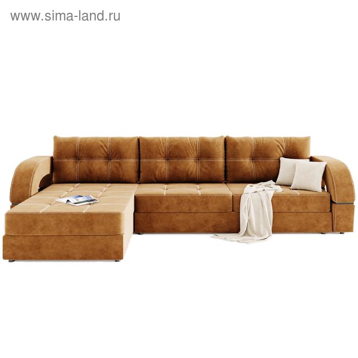 фото Угловой диван «талисман 2», угол левый, пантограф, велюр, цвет селфи 10, подушки селфи 01 золотое руно