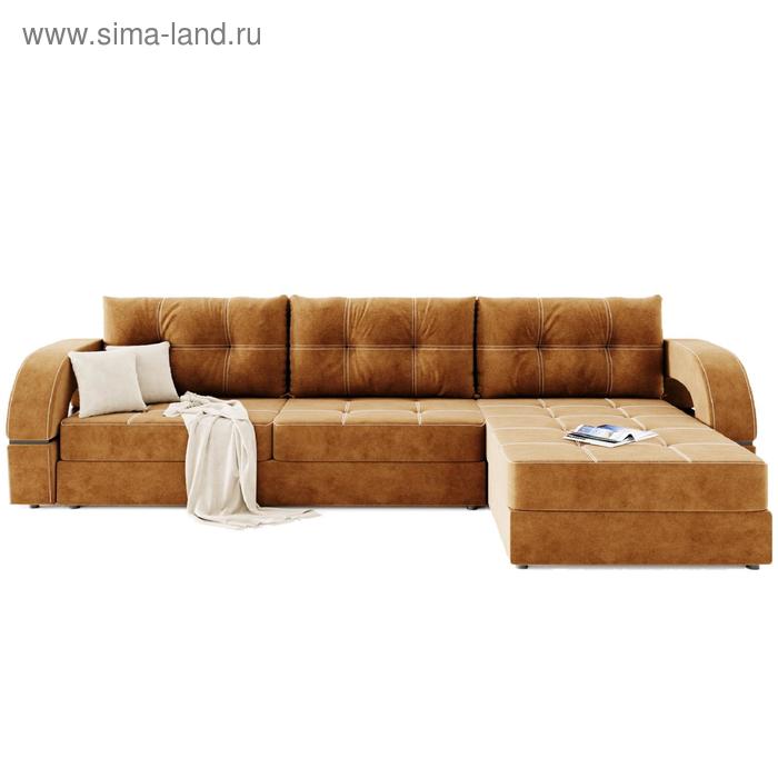 фото Угловой диван «талисман 2», угол правый, пантограф, велюр, цвет селфи 10, подушки селфи 01 золотое руно