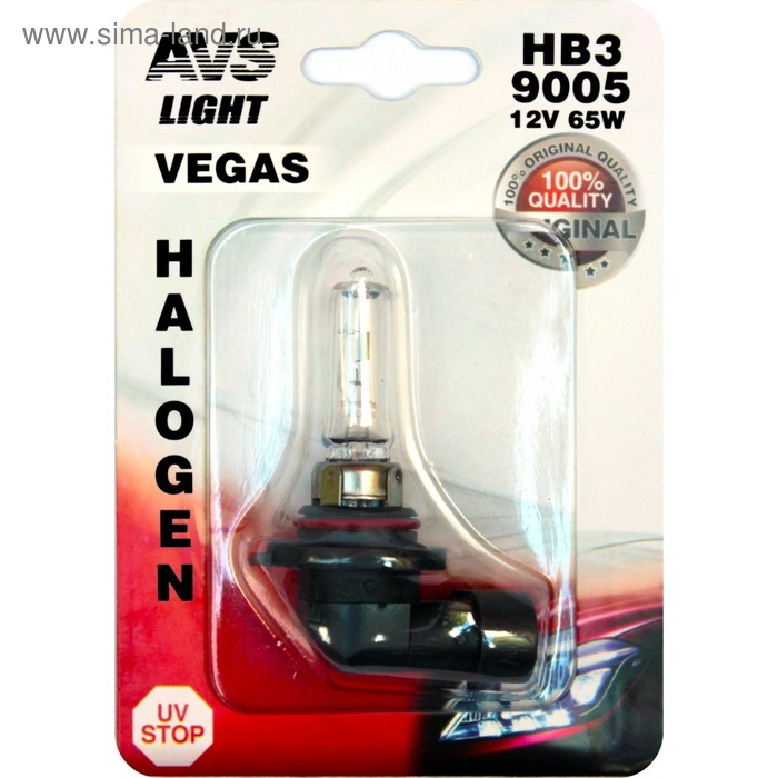 фото Лампа автомобильная avs vegas в блистере hb3/9005.12 в, 65 вт