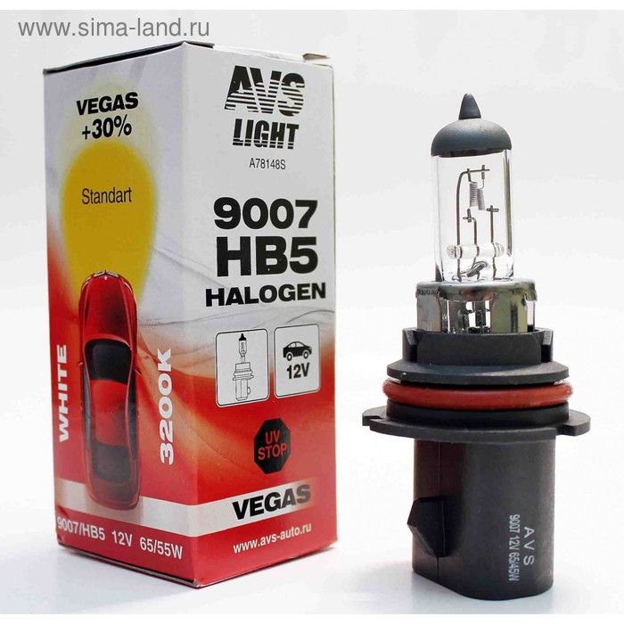 Лампа автомобильная AVS Vegas, HB5/9007, 12 В, 65/55 Вт