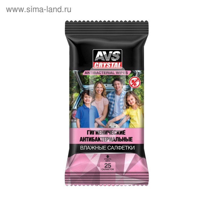 Влажные салфетки Антибактериальные AVS AVK-207, 25 шт цена и фото