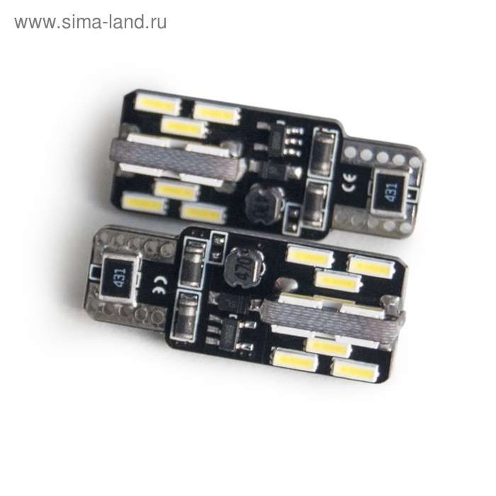 фото Лампа светодиодная avs a78451s, t10 c025 /белый/ (w2.1x9.5d) canbus 24smd 4014 12-24v, набор