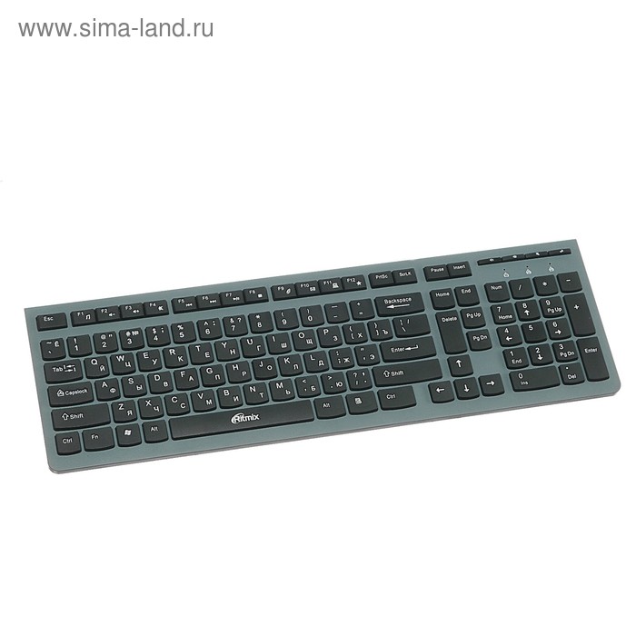 Клавиатура Ritmix RKB-400, проводная, мембранная, 108 кл., USB, кабель 1.5 м, серая