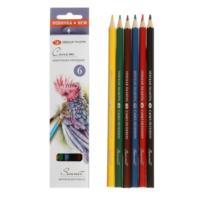 Карандаши акварельные набор 6 цветов, ЗХК Сонет карандаши акварельные набор 12 цветов зхк сонет