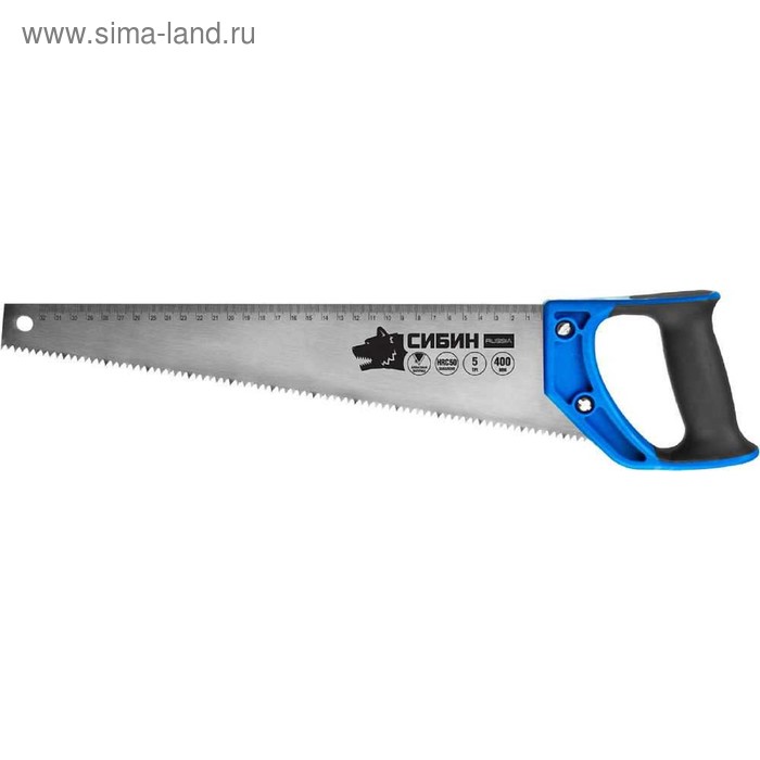 Ножовка по дереву СИБИН 15055-40, 400 мм, шаг 5TPI (4,5мм), алмазная заточка, линейная шкала