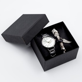 Подарочный набор 2 в 1 'Каабон': наручные часы и браслет, d-2 см, микс Ош