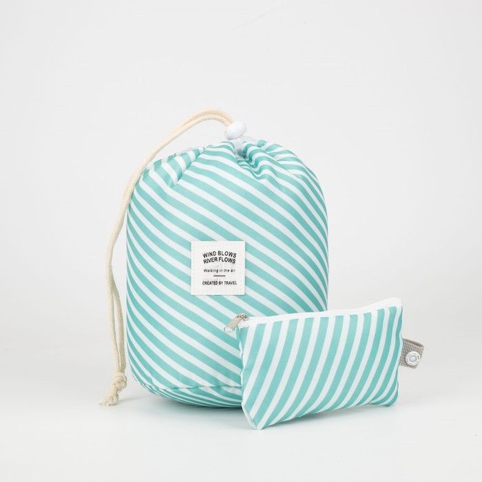 

Косметичка на шнурке, с кошельком, цвет зелёный