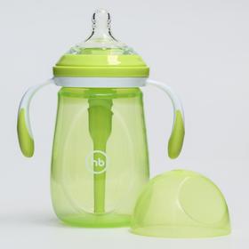 

Бутылочка для кормления Happy Baby, с ручками и силиконовой соской, цвет lime, 300 мл