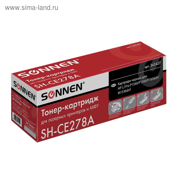 Картридж SONNEN CE278A для HP LaserJet Pro P1566/M1536dnf/P1606dn (2100k) картридж ce278x mps 78x для принтера hp laserjet pro m1536dnf p1560 p1566 p1606dn