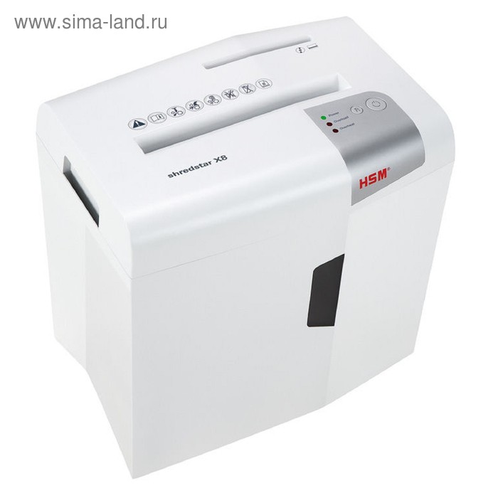 

Шредер HSM ShredStar X8 (P-4), фрагменты 4x35мм, 9 листов одн, скобы, пл.карты, CD, 18л