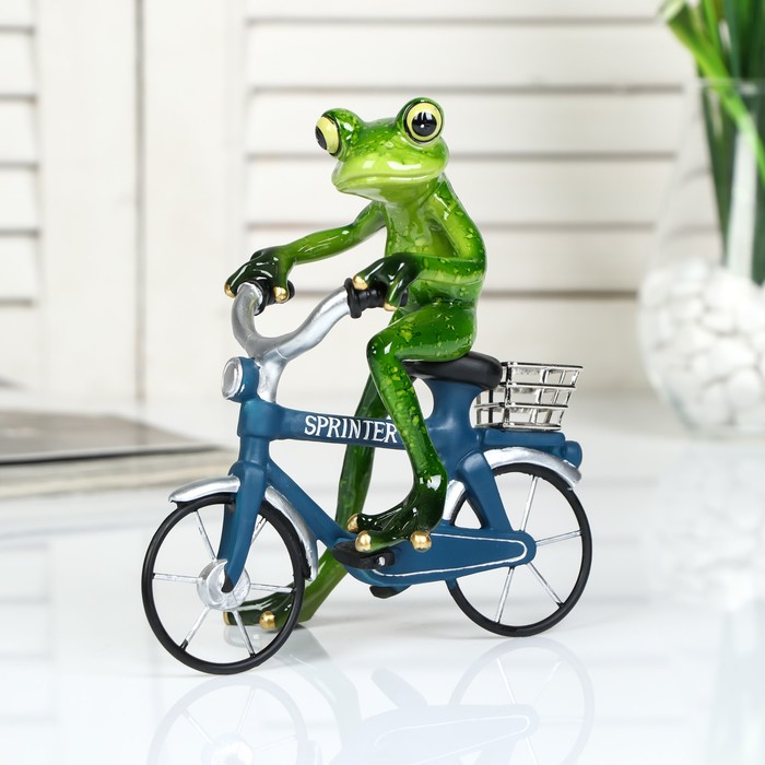 Сувенир полистоун лак "Лягушонок на велосипеде" 17х5,5х15,5 см