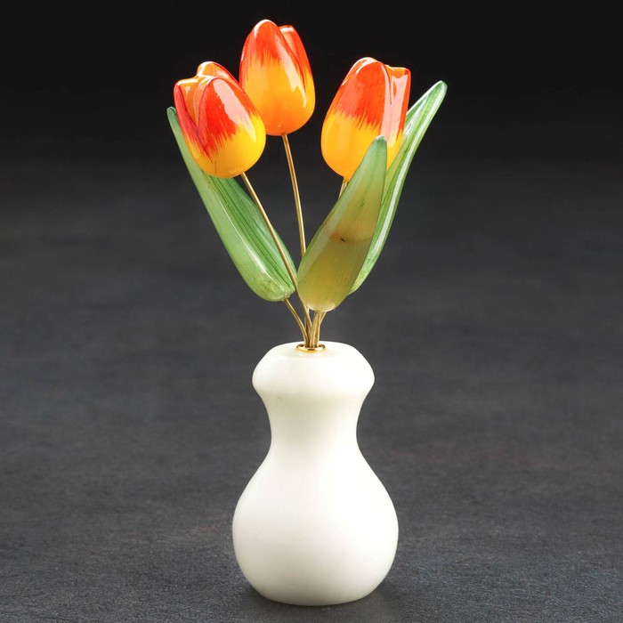 Ваза «Тюльпан», 3 цветка, ангидрит, 15,5 см, микс
