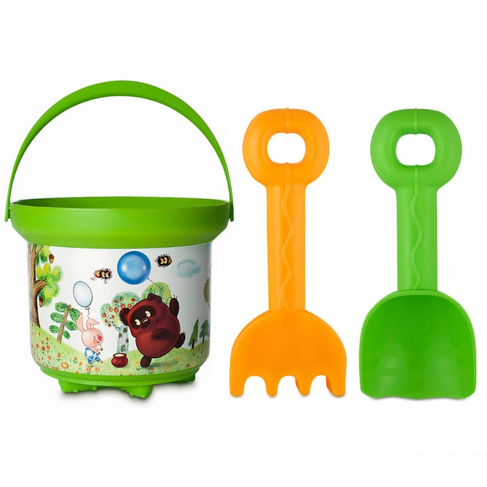 Песочный набор "Винни Пух": ведро 2 л., грабельки, совочек
