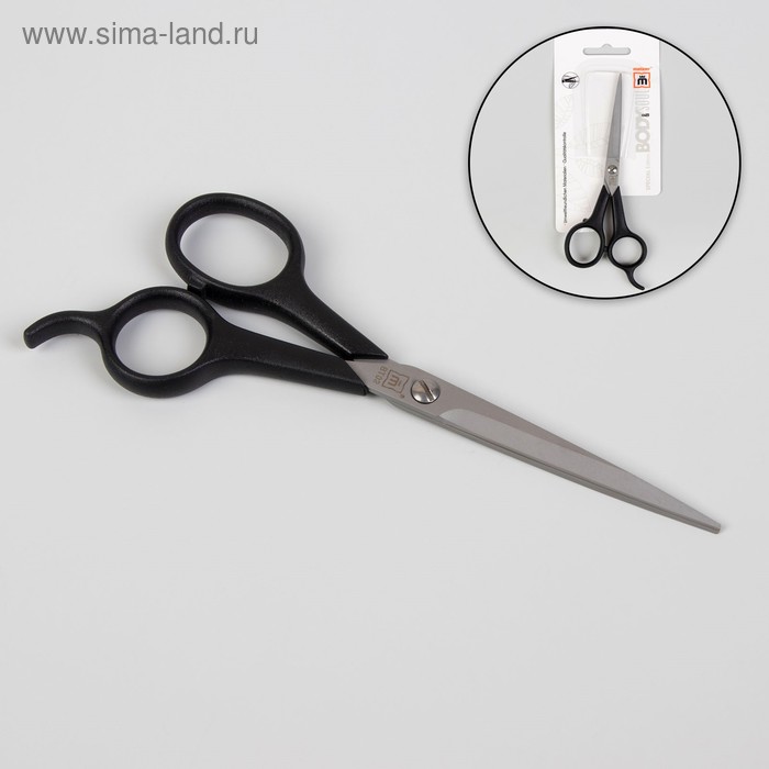 Ножницы парикмахерские, с упором, лезвие — 6 см, цвет чёрный