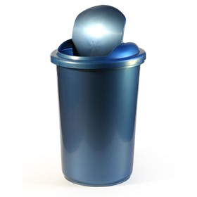 Корзина для бумаг пластик цельная с крышкой 12л Uni (подвижной крышка) синяя