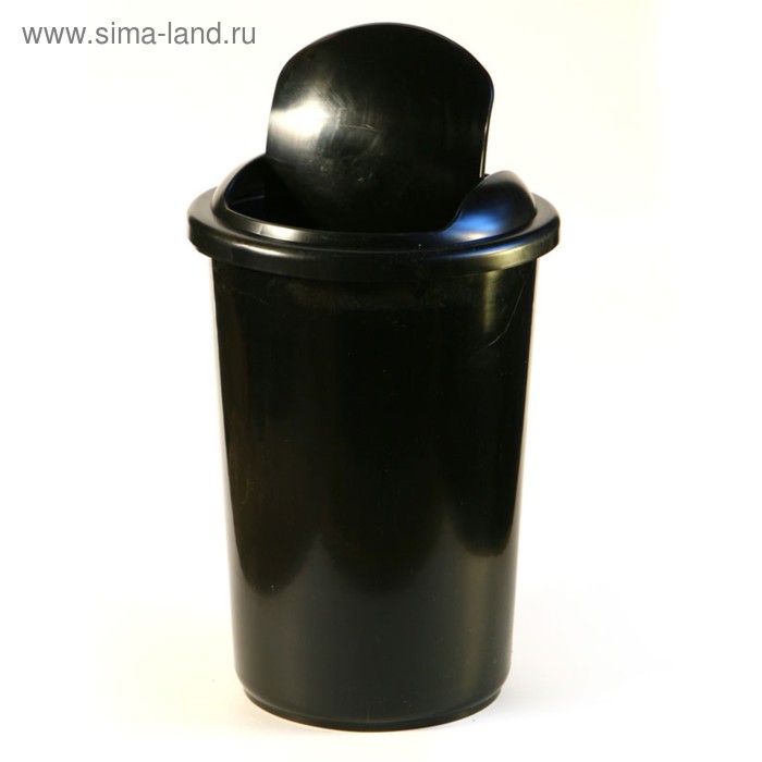 Корзина для бумаг и мусора Calligrata Uni, 12 литров, подвижная крышка, пластик, чёрная корзина для бумаг и мусора uni 12 литров пластик серая