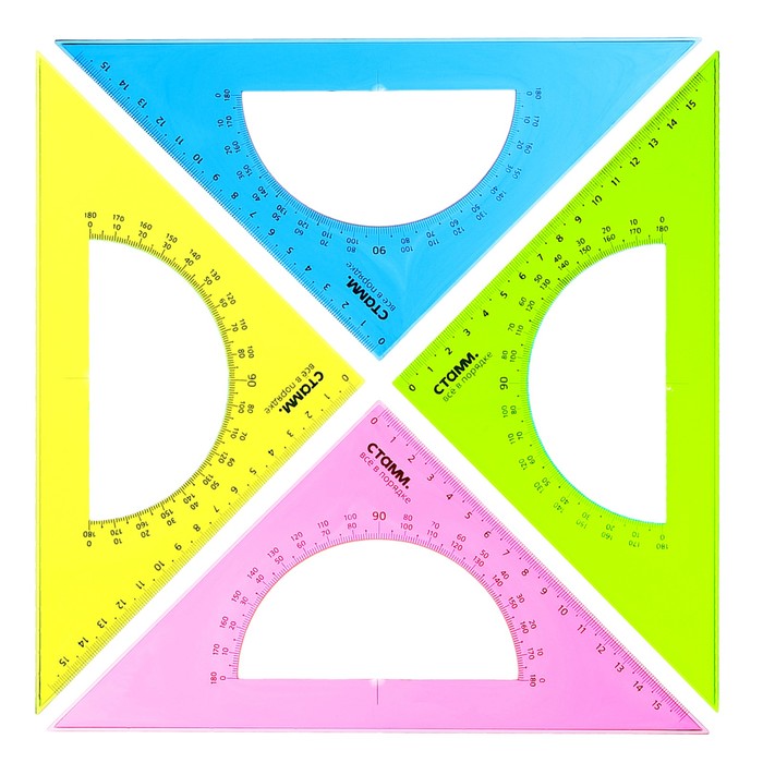 Треугольник c транспортиром 16 см 45° Стамм 