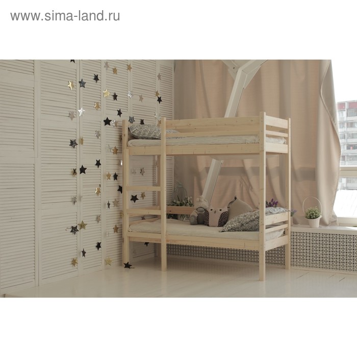 Детская двухъярусная кровать «Дональд», 800×1600, массив сосны, без покрытия