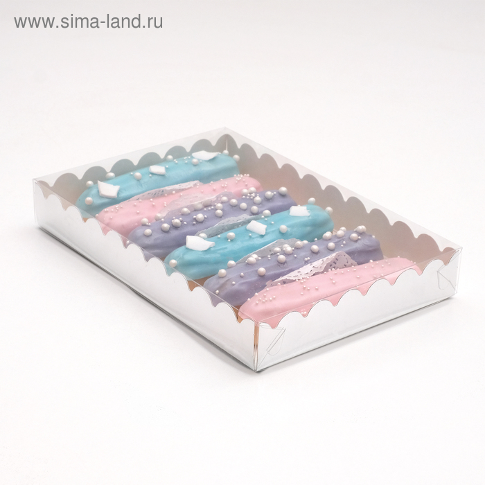 Коробочка для печенья с PVC крышкой, серебрянная, 22 х 15 х 3 см коробочка для печенья с pvc крышкой белая 22 х 15 х 3 см