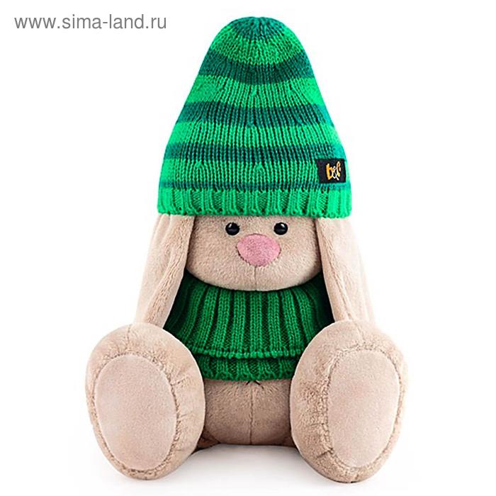 фото Мягкая игрушка «зайка ми в зеленой шапке и снуде», 18 см