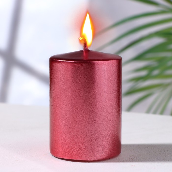 Свеча - цилиндр парафиновая, красный металлик, 4×6 см свеча цилиндр парафиновая лакированная серебряный металлик 5 6×8 см