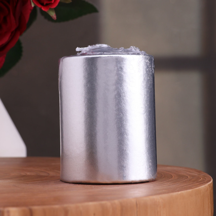 Свеча - цилиндр парафиновая, лакированная, серебряный металлик, 5,6×8 см свеча цилиндр парафиновая лакированная серебряный металлик 5 6×8 см