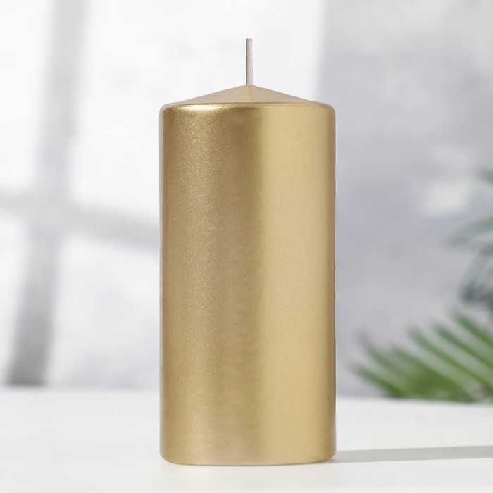 Свеча - цилиндр парафиновая, лакированная, золотой металлик, 5,6×12 см свеча цилиндр парафиновая лакированная серебряный металлик 5 6×8 см