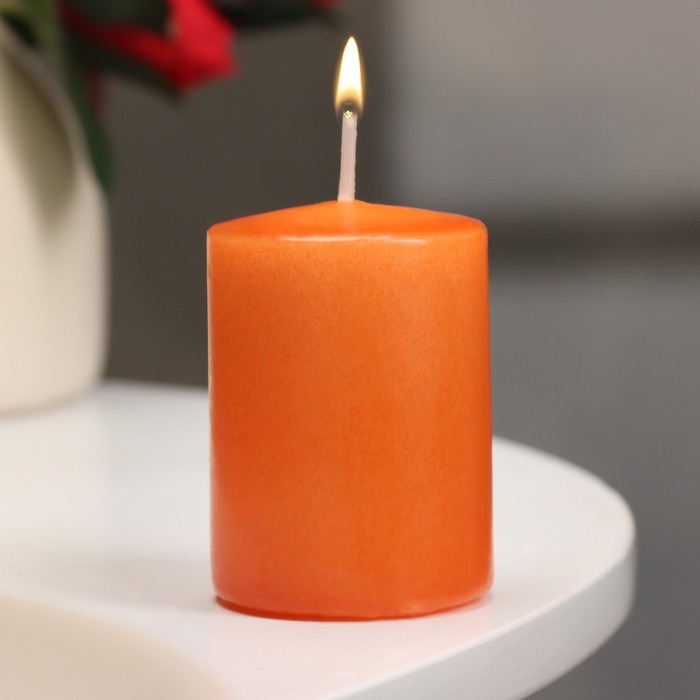 Свеча - цилиндр ароматическая Апельсин, 4х6 см свеча цилиндр ароматическая апельсин 5х11 5см 25 ч 115 г оранжевая