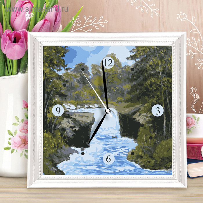 фото Картина по номерам - часы «водопад», 30х30 см арт узор