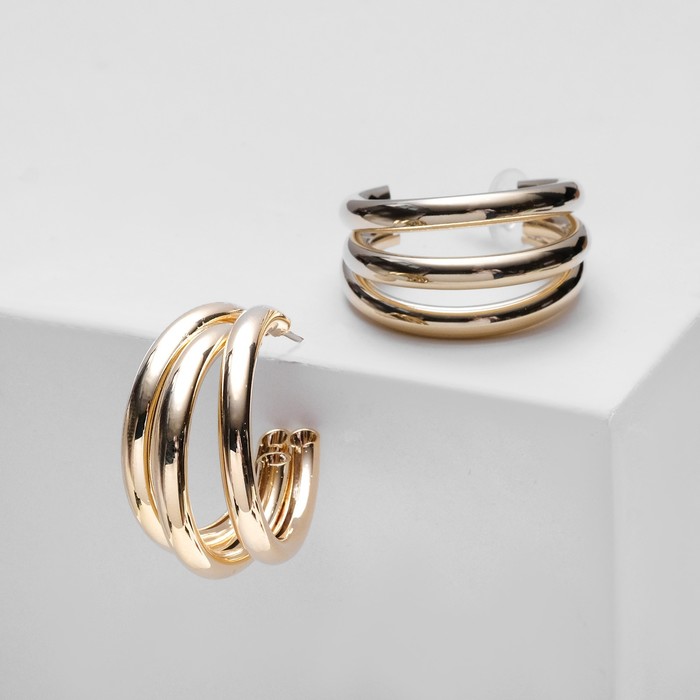 Серьги-кольца «Тринити» d=2, цвет золото серьги кольца тринити d 2 цвет серебро