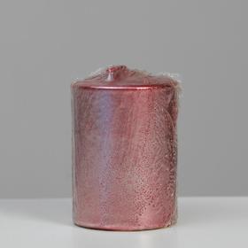 

Свеча - цилиндр парафиновая, розовая с блёстками, металлик, 5,6×8 см