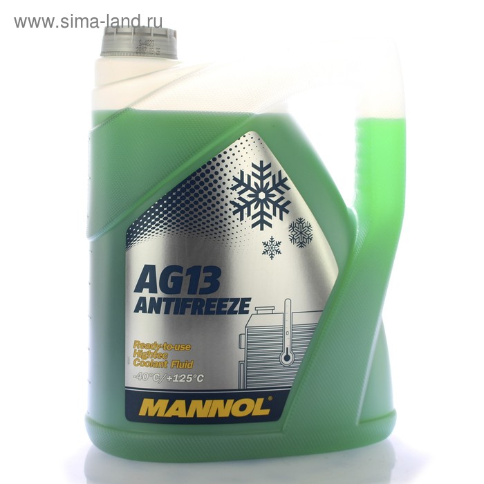 Антифриз MANNOL Antifreeze AG13 Hightec -40С, зеленый, 5 кг антифриз готовый aga 40с 123с красный 5 кг