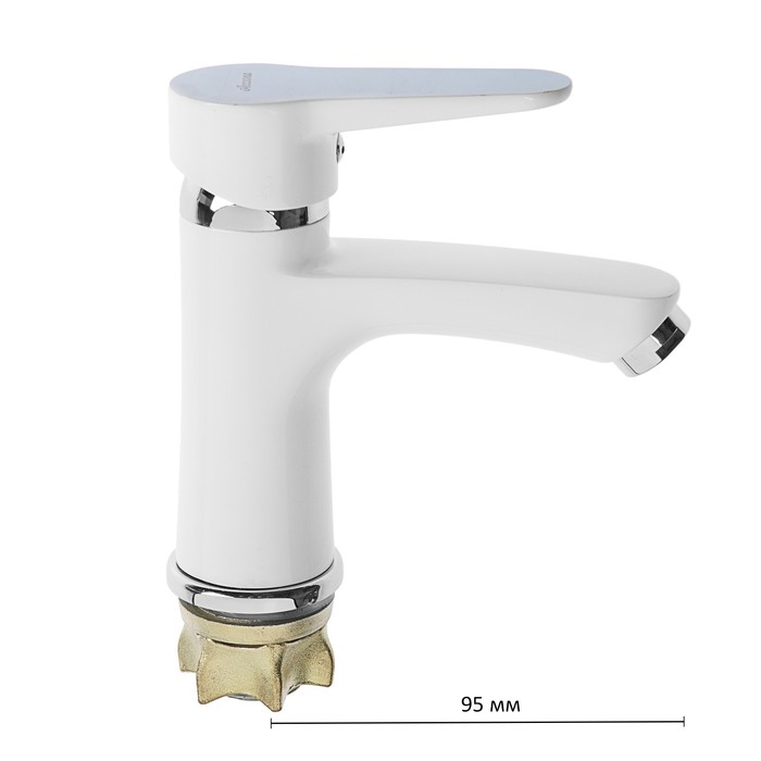 Смеситель для раковины Accoona A96111G, однорычажный, с гайкой, силумин, белый/хром смеситель для раковины accoona a96111g однорычажный с гайкой силумин белый хром