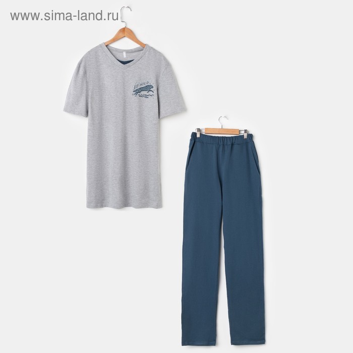 Костюм мужской (футболка, брюки) «Эрик», цвет серый, размер 46
