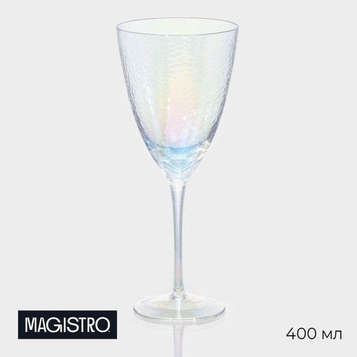 Бокал стеклянный для вина Magistro «Жемчуг», 400 мл, цвет перламутровый бокал стеклянный для шампанского magistro дарио 180 мл 5×27 5 см цвет перламутровый
