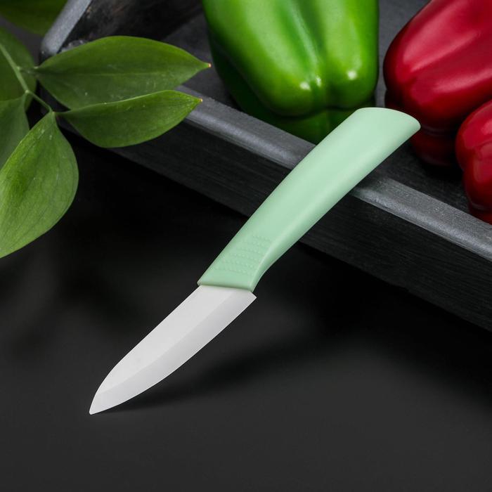 Нож кухонный керамический «Симпл», лезвие 8 см, ручка soft touch, цвет МИКС нож кухонный керамический керамик лезвие 7 5 см цвет микс