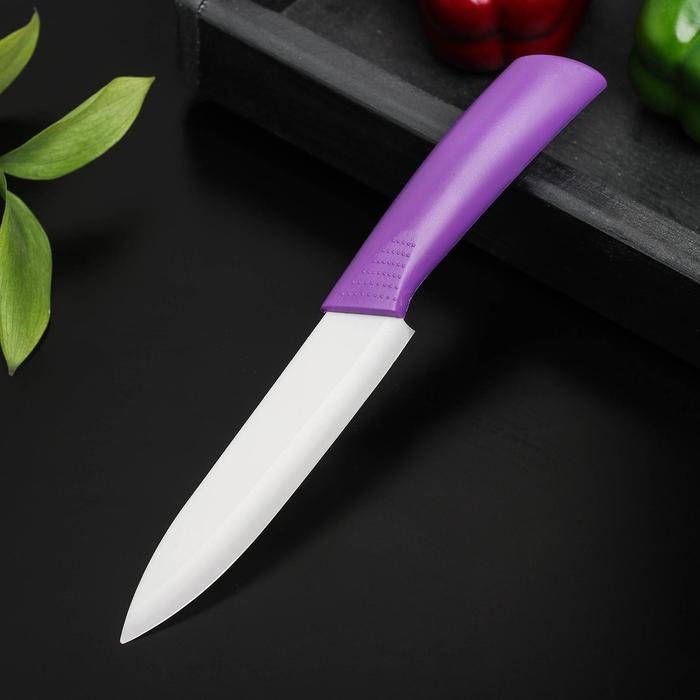 Нож кухонный керамический «Симпл», лезвие 12,5 см, ручка soft touch, цвет МИКС нож керамический доляна симпл лезвие 10 5 см ручка soft touch цвет красный