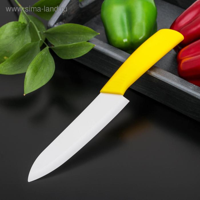 фото Нож кухонный керамический «симпл», лезвие 15 см, ручка soft touch, цвет микс