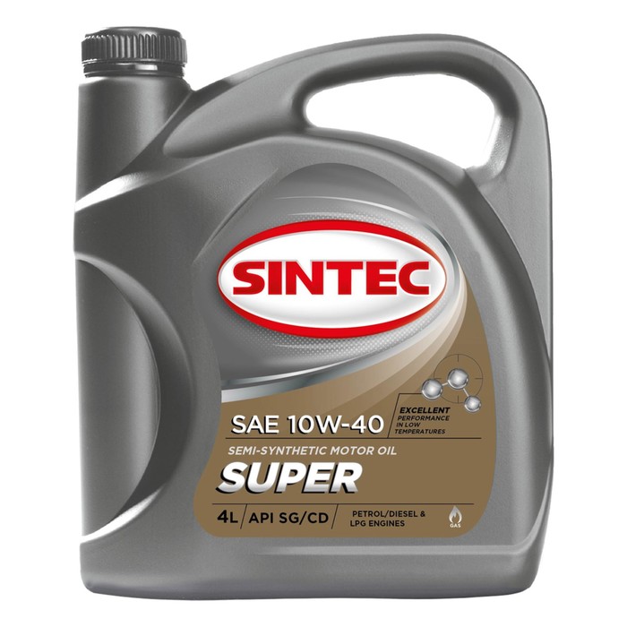Масло моторное Sintec Super 10W-40, SG/CD, п/синтетическое, 4 л